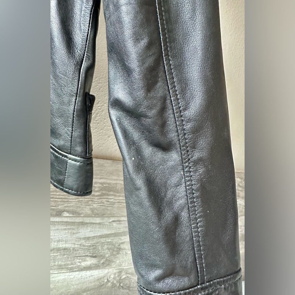 Andrew Marc Black Moto Jacket with Pockets + Turquoise Satin Lining Sz M - Picture 12 of 13
